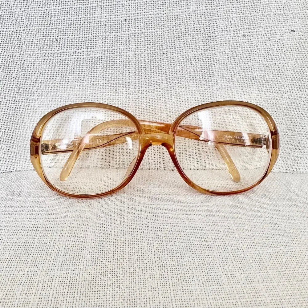 Vintage Christian Dior Retro Butterfly Round Oversized Eyeglasses